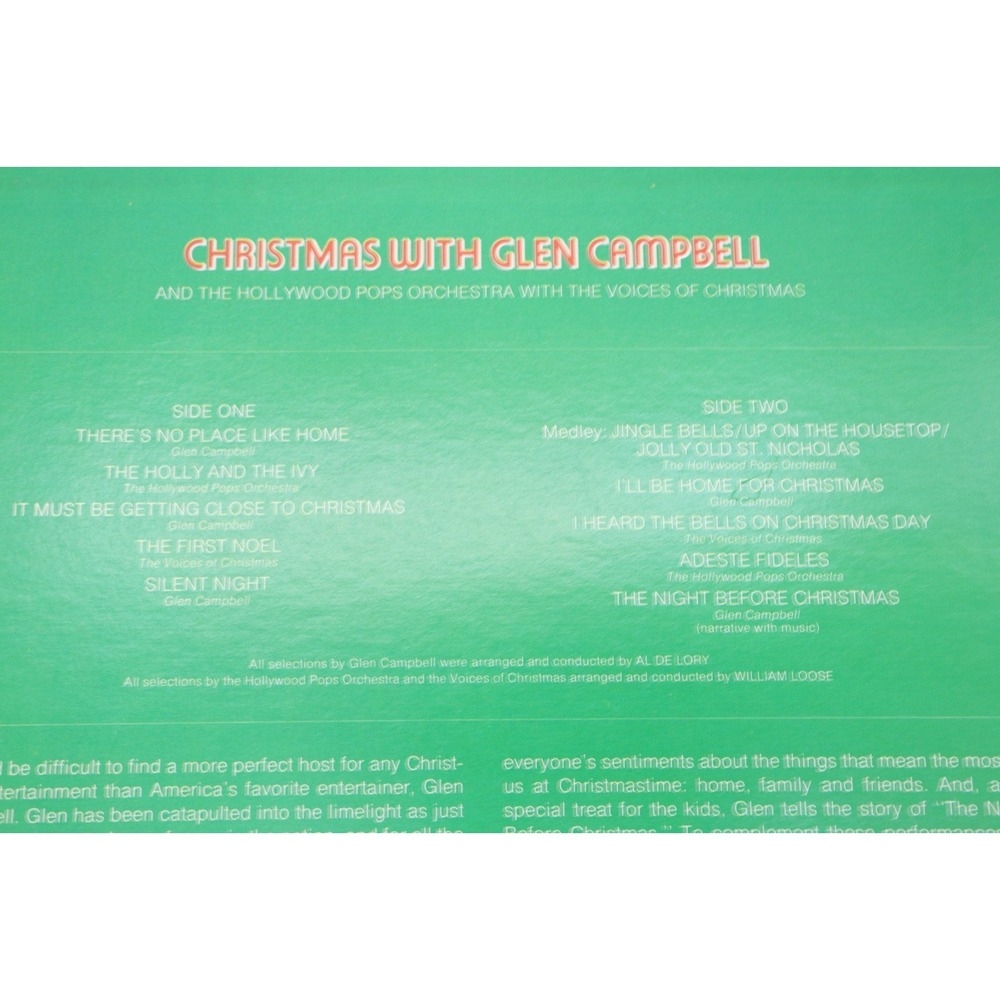 Vintage Glen Campbell Christmas Vinyl LP | SM-6699 | Hollywood Pops Orchestra - Picture 4 of 5